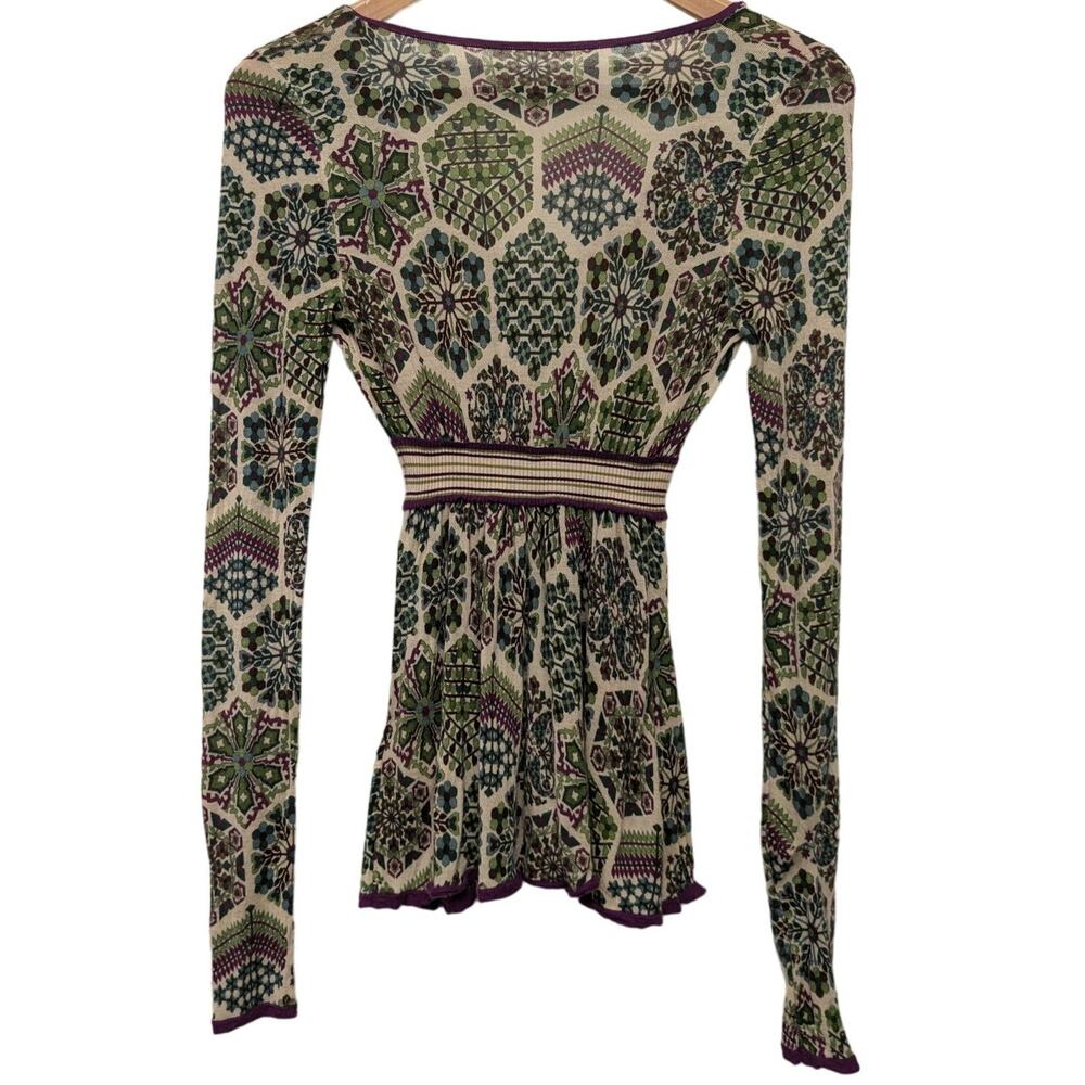 Gucci Lightweight Cashmere Babydoll Sweater Colorful Snowflakes‎ Y2K *Flaws - Picture 3 of 9